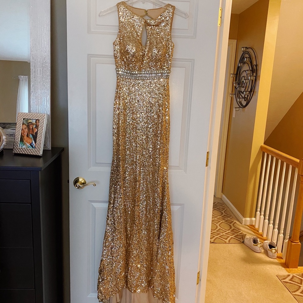 Madison James sequined gold dress